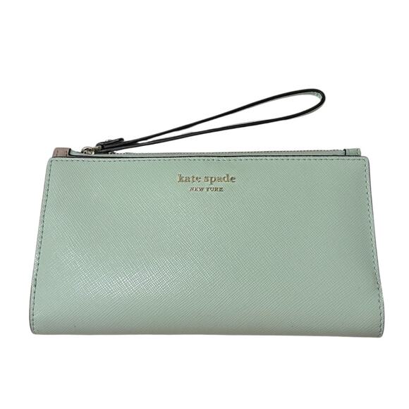 Kate Spade Spencer Continental Wristlet/Wallet Frosted Spearmint Snap Closure - Picture 1 of 8